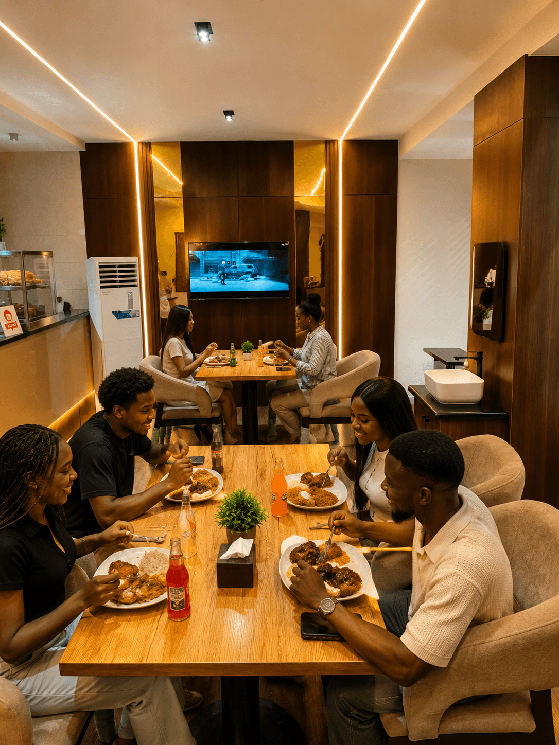 Guests dining at The Meeting Point restaurant